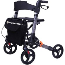 Wipperman 502 Gri Alüminyum Rollatör Yürüteç – Lüks Seri, Katlanabilir