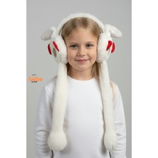 Trend Bebe Butik Kız Çocuk Sesli Hareketli Tavşan Kulaklı Peluş Kulaklık Oynar Kulaklı, Yumuşak Kışlık Kulak Koruyucu