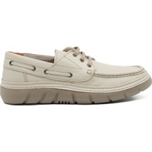 Tuna Hakiki Deri Bej Casual Erkek Ayakkabı Bağcıklı - Eva Taban - 251280