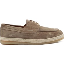 Tuna Hakiki Süet Deri Bej Casual Erkek Ayakkabı Kauçuk Tabanlı Bağcıklı - 4157