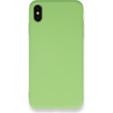 Techno Guru iPhone Xs Max Kılıf Içi Kadife Kaplı Nano Silikon Kapak - Açık Yeşil