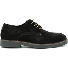 Tuna Hakiki Süet Deri Siyah Casual Erkek Ayakkabı Termo Taban Bağcıklı - 23201 Konforlu Tasarım