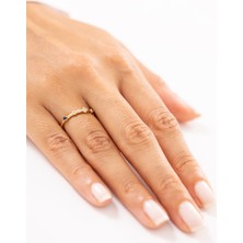 Zeyd Jewelry Mavi ve Beyaz Taşlı Zarif 14 Ayar Altın Yüzük