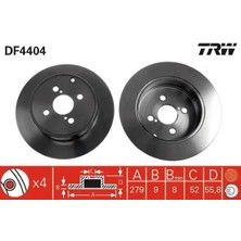 TRW DF4404 Arka Fren Diski 4243102080 4243102081 4243102082 (2 Adet Fiyatıdır)