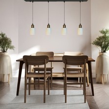 Bamyum Tiny Beyaz Cam Dörtlü Avize Lale Başlık Retro Sarkıt Lamba Restoran Salon Aydınlatma