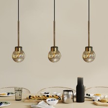 Bamyum Üçlü Petite Bal Rengi Cam Avize Ince Eskitme Başlık Retro Sarkıt Restoran Salon Aydınlatma