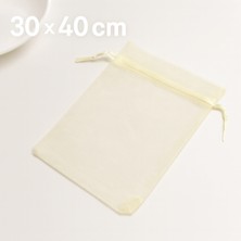 Prestij Boncuk Krem Organze Şeffaf Tül Kese 100 Adet 30 x 40 cm Gelin Düğün Çeyiz Havlu Seccade Yazma Söz Bohça Hediyelik Kese