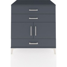 Dienni Kronos Şifonyer Tek Raflı 3 Çekmeceli 2 Kapaklı 88X59X96 Antrasit-Antrasit