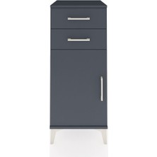 Dienni Hyperion Komodin Tek Raflı 2 Çekmeceli Tek Kapaklı 44X44X106 Antrasit-Antrasit