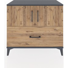 Dienni Hyperion Şifonyer Tek Raflı Tek Çekmeceli 2 Kapaklı 88X44X80 Antrasit-Çam