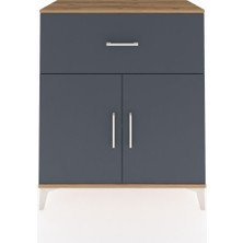 Dienni Hyperion Şifonyer Tek Raflı Tek Çekmeceli 2 Kapaklı 88X44X106 Çam-Antrasit