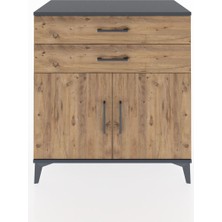Dienni Hyperion Şifonyer 2 Raflı 2 Çekmeceli 2 Kapaklı 88X44X96 Antrasit-Çam