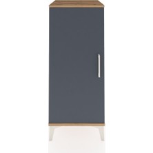 Dienni Hyperion Komodin Tek Raflı Tek Kapaklı 44X44X106 Çam-Antrasit