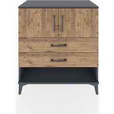 Dienni Hyperion Şifonyer 2 Raflı 2 Çekmeceli 2 Kapaklı 88X44X96 Antrasit-Çam