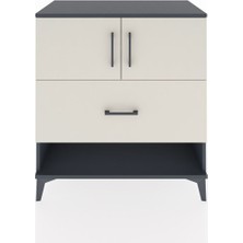 Dienni Hyperion Şifonyer 2 Raflı Tek Çekmeceli 2 Kapaklı 88X44X96 Antrasit-Aytaşı