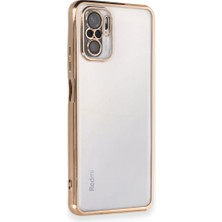 Techno Guru Poco M5S Kılıf Kamera Lens Korumalı Razer Lens Silikon Kapak - Gold