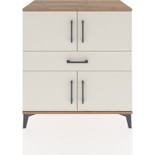 Dienni Hyperion Şifonyer Tek Raflı Tek Çekmeceli 4 Kapaklı 88X44X96 Çam-Aytaşı