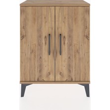 Dienni Arges Komodin 2 Raflı 2 Kapaklı 60X30X80 Çam-Çam