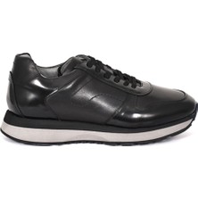 Tuna Hakiki Deri Siyah Casual Spor Erkek Ayakkabı - Eva Taban 3872
