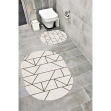 Home Su Emici Yumuşak Kaymaz Taban Sünger Dolgulu Yıkanabilir Dekoratif Banyo Paspası Takımı 1159OVAL