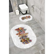 Home Su Emici Yumuşak Kaymaz Taban Sünger Dolgulu Yıkanabilir Dekoratif Banyo Paspası Takımı-Doruk