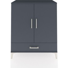 Dienni Hyperion Şifonyer 3 Raflı Tek Çekmeceli 2 Kapaklı 88X44X106 Antrasit-Antrasit