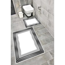 Home Su Emici Yumuşak Kaymaz Taban Sünger Dolgulu Yıkanabilir Dekoratif Banyo Paspası Takımı 1207GRİ