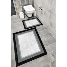 Home Kaymaz Tabanlı Suya Dayanıklı Dijital Baskılı Banyo Paspası Takımı | Bordo Halı 1648