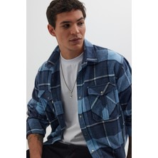 Tudors Erkek Relax Fit Rahat Kesim Oduncu Çift Cep Düğmeli Kareli Kışlık Gömlek