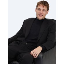 Kip Siyah Çizgili Modern Fit Örme Takım Elbise