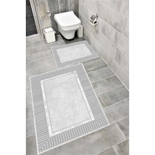 Home Kaymaz Tabanlı Suya Dayanıklı Dijital Baskılı Banyo Paspası Takımı | Bordo Halı 1672