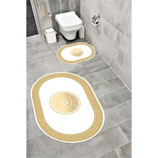 Home Su Emici Yumuşak Kaymaz Sünger Dolgulu Yıkanabilir Dekoratif Banyo Paspası Takımı 1039GOLDAY Ovl