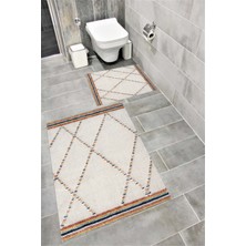 Home Su Emici Yumuşak Kaymaz Taban Sünger Dolgulu Pamuksu Doku Yıkanabilir Dekoratif Banyo Paspası 1393