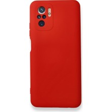 Techno Guru Redmi Note 10S Kılıf Içi Kadife Kaplı Nano Silikon Kapak - Kırmızı