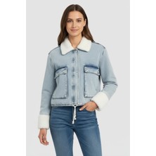 Manga Moda Kürklü Denim Mont M4712 Kar Yıkama