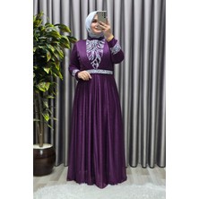 Elmas Tesettür Kadın Tesettür Giyim Büyük Beden V Taşlı Abiye