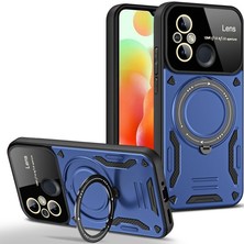 Techno Guru Redmi 12C Kılıf Manyetik Standlı Joy Lens Premium Tank Silikon Kapak - Lacivert