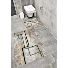 Home Su Emici Yumuşak Kaymaz Taban Sünger Dolgulu Yıkanabilir Dekoratif Banyo Paspası Takımı Filiz