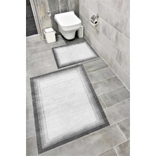 Home Kaymaz Tabanlı Suya Dayanıklı Dijital Baskılı Banyo Paspası Takımı | Bordo Halı 1507