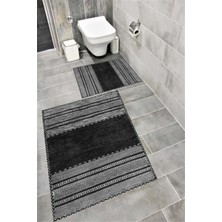 Home Kaymaz Tabanlı Suya Dayanıklı Dijital Baskılı Banyo Paspası Takımı | Bordo Halı 1634