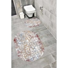 Home Su Emici Yumuşak Kaymaz Taban Sünger Dolgulu Yıkanabilir Dekoratif Banyo Paspası Takımı 1171OVAL