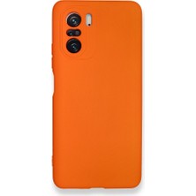 Techno Guru Redmi K40 Kılıf Içi Kadife Kaplı Nano Silikon Kapak - Turuncu
