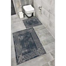 Home Su Emici Yumuşak Kaymaz Taban Sünger Dolgulu Yıkanabilir Dekoratif Banyo Paspası Takımı 1247