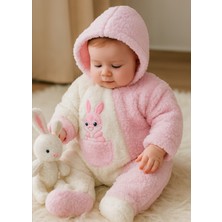 Abarta Peluş Şapkalı Uzun Kollu Fermuarlı Kız Bebek Tulum & 0-6 Ay