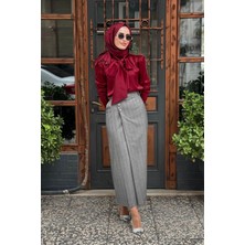 Jamila Sarah Jamıla Sarah Roya Etekli Takım FW26-2201 Bordo Gri
