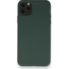 Techno Guru iPhone 11 Pro Max Kılıf Içi Kadife Kaplı Nano Silikon Kapak - Koyu Yeşil