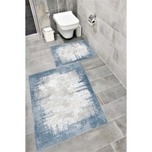 Home Kaymaz Tabanlı Suya Dayanıklı Dijital Baskılı Banyo Paspası Takımı | Bordo Halı 1637