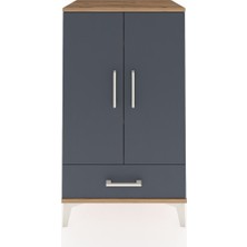 Dienni Hyperion Komodin 3 Raflı Tek Çekmeceli 2 Kapaklı 60X44X106 Çam-Antrasit