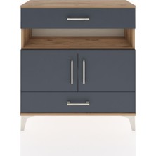 Dienni Arges Şifonyer 3 Raflı 2 Çekmeceli 2 Kapaklı 88X30X96 Çam-Antrasit