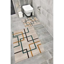 Home Su Emici Yumuşak Kaymaz Taban Sünger Dolgulu Yıkanabilir Dekoratif Banyo Paspası Takımı-Mood